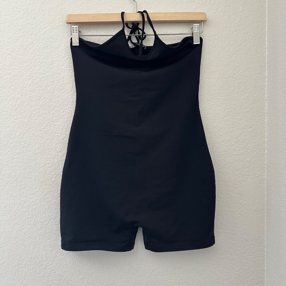 Zara Unitard Weekend Halter Neck Lounge Romper Minimalist Black L